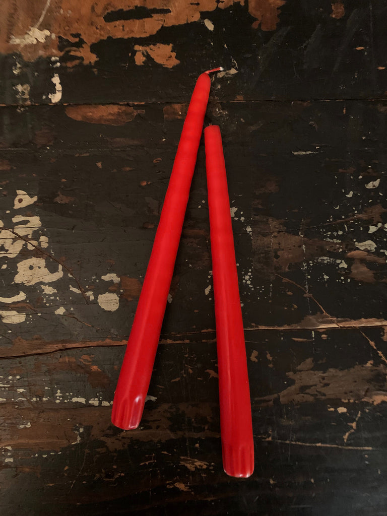 BRIGHT RED CANDLE TAPERS (PAIR OF 2)